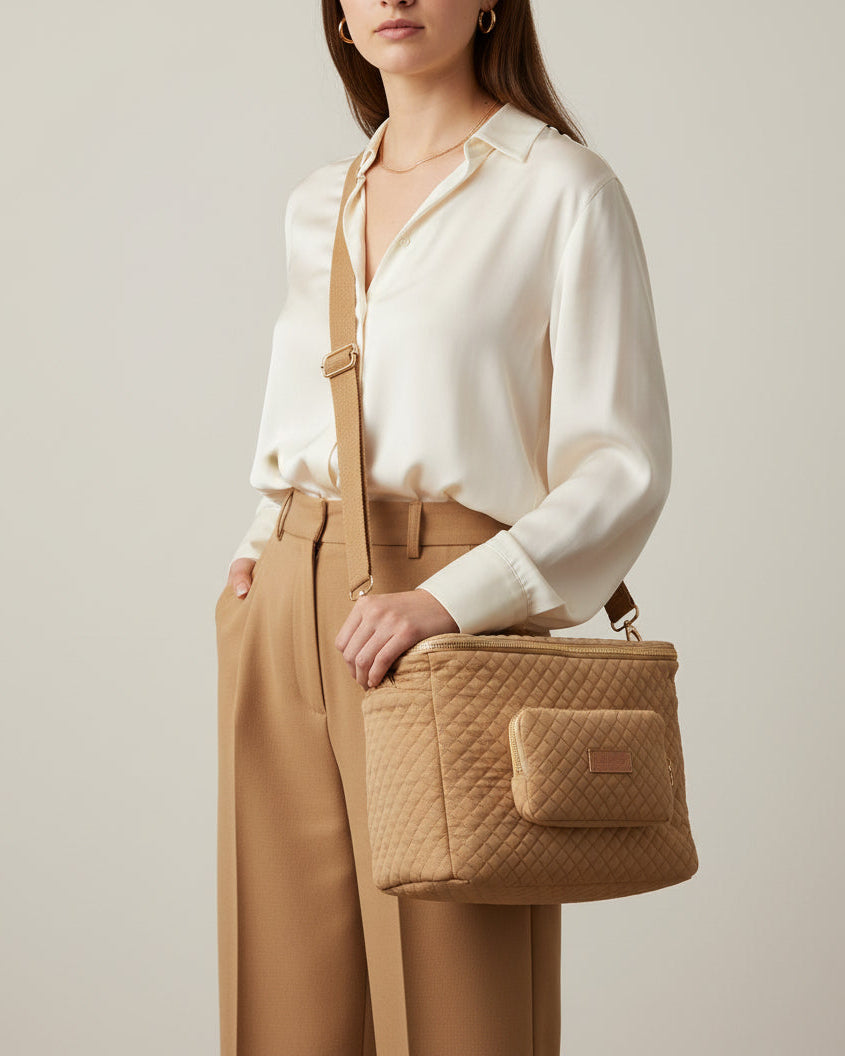 Quilted Stroller & Crossbody Bag - Beige - Petit Filippe