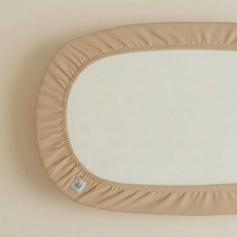 76 x 43 cm - Spannbettlaken aus Leinen passend zu unserer Moses-Korbmatratze - Sand