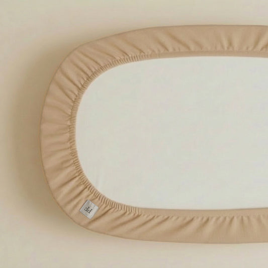 76 x 43 cm - Linen Fitted Sheet to fit our Moses Basket Mattress - Sand