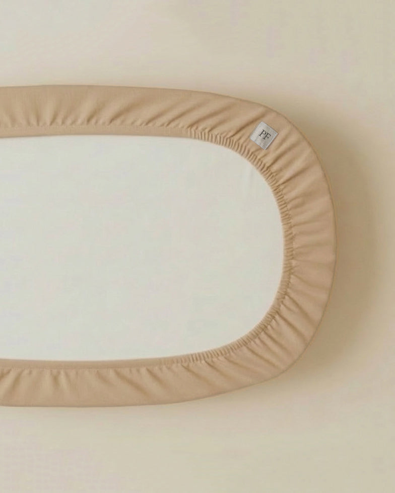 76 x 43 cm - Linen Fitted Sheet to fit our Moses Basket Mattress - Sand - Petit Filippe