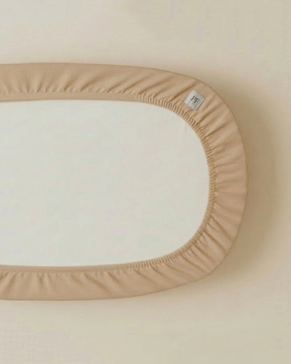 76 x 43 cm - Linen Fitted Sheet to fit our Moses Basket Mattress - Sand - Petit Filippe