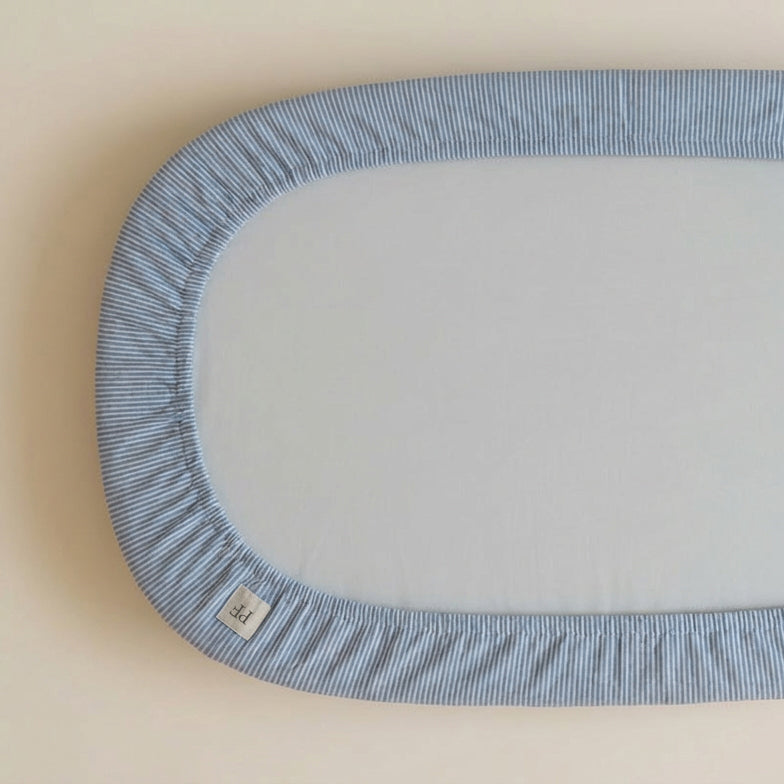 76 x 43 cm - Drap-housse pour notre matelas de couffin - Rayure Bleu Classique