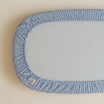 76 x 43 cm - Drap-housse pour notre matelas de couffin - Rayure Bleu Classique