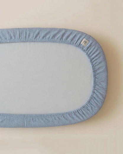 76 x 43 cm - Fitted Sheet to fit our Moses Basket Mattress - Classic Blue Stripe - Petit Filippe
