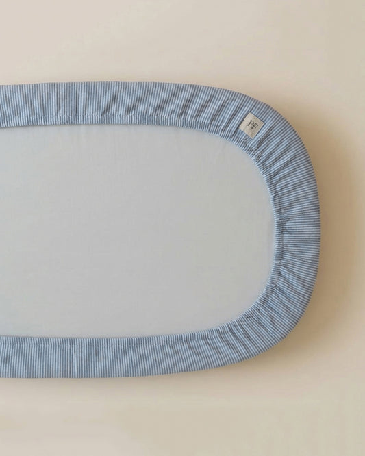 76 x 43 cm - Fitted Sheet to fit our Moses Basket Mattress - Classic Blue Stripe - Petit Filippe