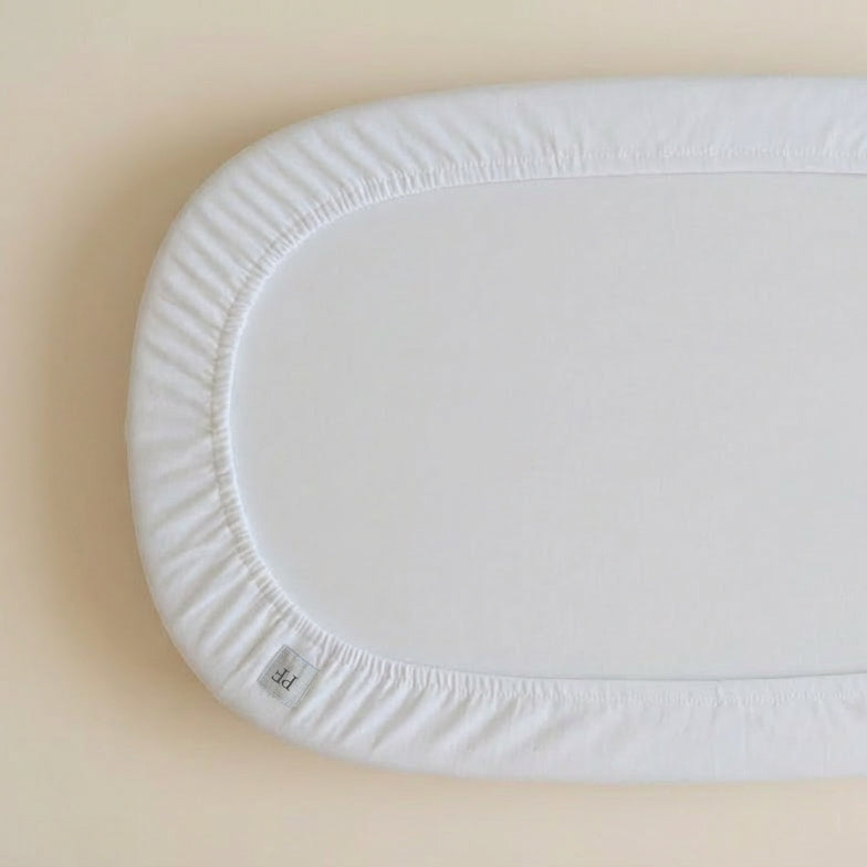 Spannbettlaken aus Leinen passend zu unserer Rattan Wiege – 88 x 47 cm – White