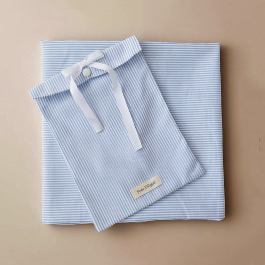 Baby - Flat Sheet 90 x 110 cm - Classic Blue Stripe