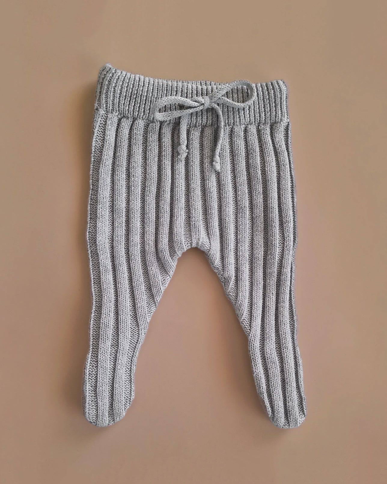 Knitted Footed Leggings - Cotton - Grey - Petit Filippe