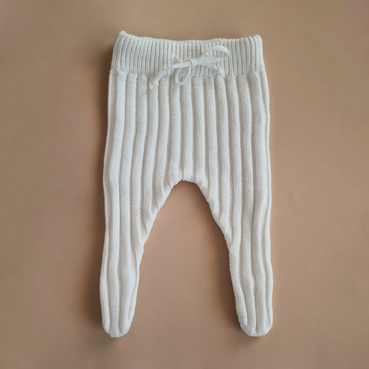 Knitted Footed Leggings - Cotton - Ivory - Petit Filippe