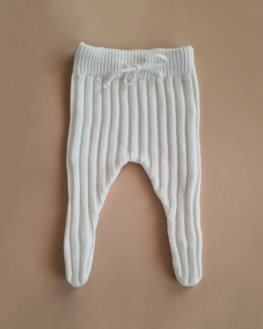 Knitted Footed Leggings - Cotton - Ivory - Petit Filippe
