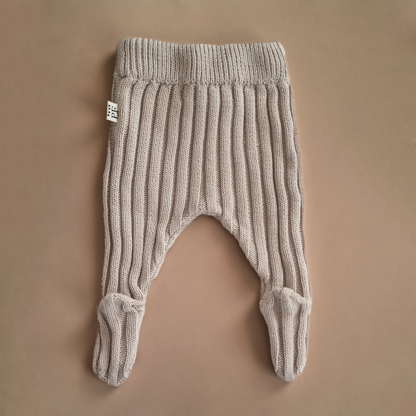 Knitted Footed Leggings - Cotton - Oatmeal - Petit Filippe