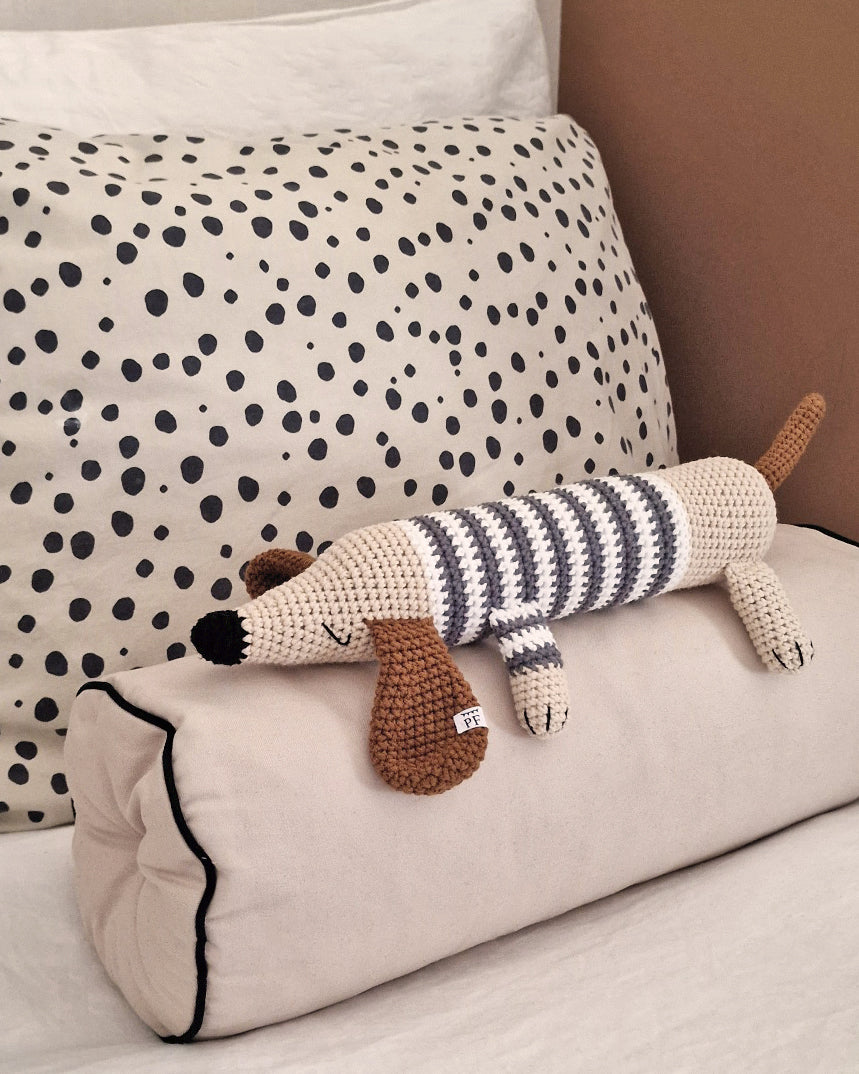Crochet Dachshund - Cotton - Dark Grey Stripes - Petit Filippe