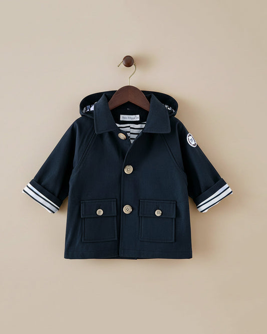 Hooded Coat - Night Blue