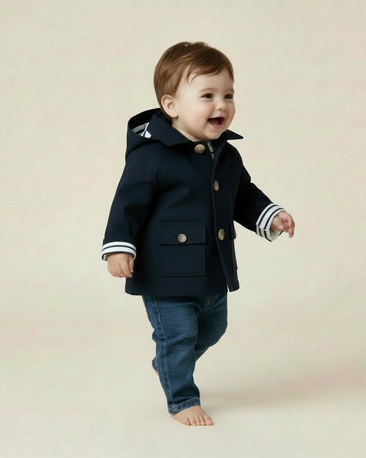 Hooded Coat - Night Blue