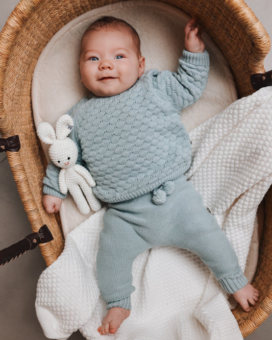 Knitted Pants - Cotton - Misty Blue - Petit Filippe