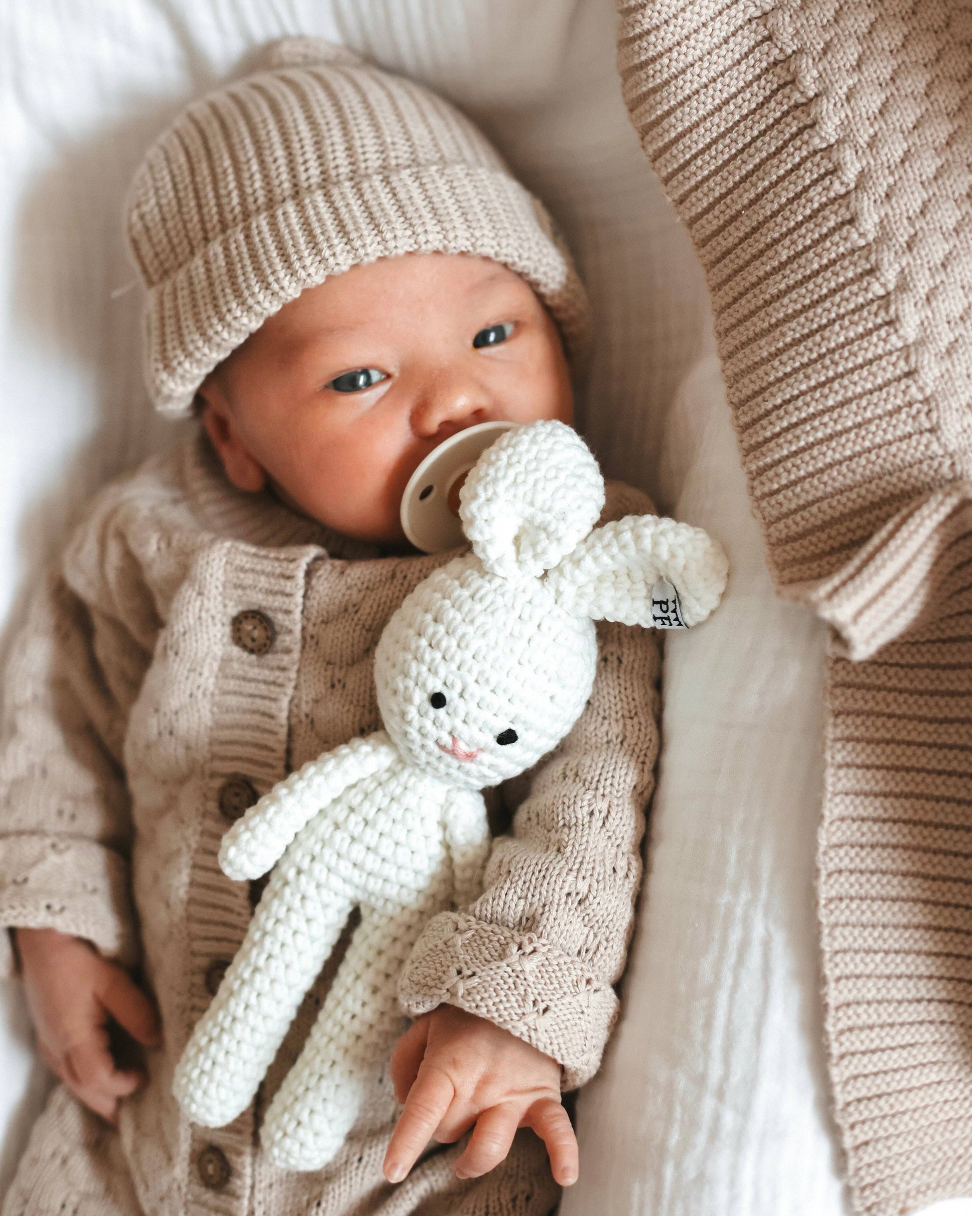 Short Beanie Cotton Oatmeal 0-3 m