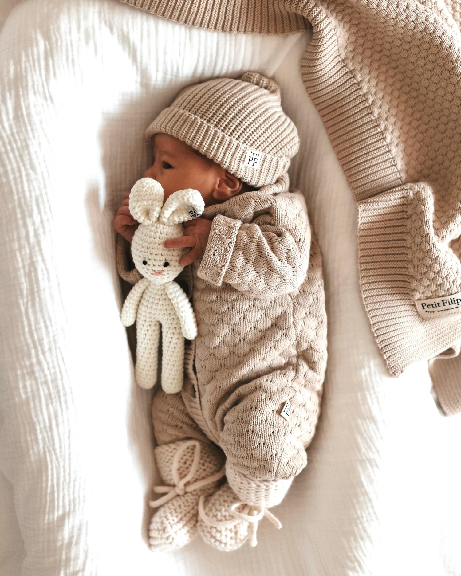 Knitted Playsuit - Cotton - Oatmeal - Petit Filippe