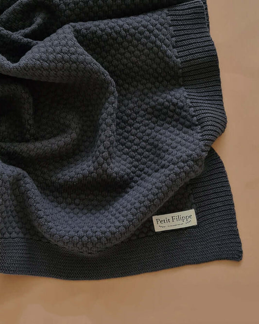 Knitted Blanket - Cotton - 100 x 70 cm - Graphite - Petit Filippe