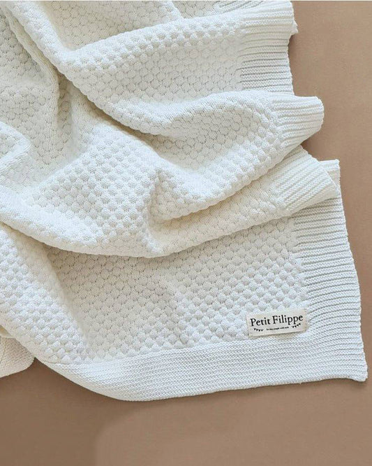 Knitted Blanket - Cotton - 100 x 70 cm - Ivory - Petit Filippe