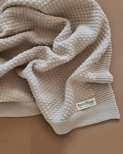 Knitted Blanket - Cotton - 100 x 70 cm - Oatmeal - Petit Filippe