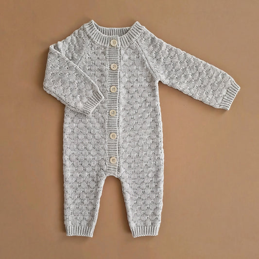Knitted Playsuit - Cotton - Grey