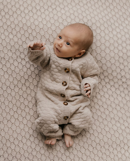 Knitted Playsuit - Cotton - Oatmeal - Petit Filippe