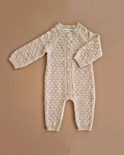 Knitted Playsuit - Cotton - Oatmeal - Petit Filippe