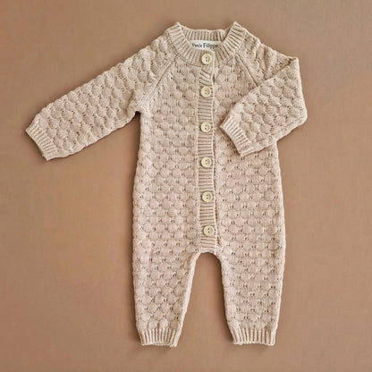 Knitted Playsuit - Cotton - Oatmeal
