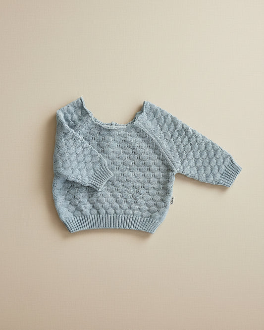 Knitted Sweater - Cotton - Misty Blue - Petit Filippe