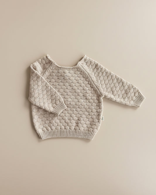 Knitted Sweater - Cotton - Oatmeal - Petit Filippe
