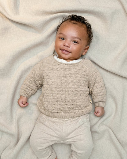 Knitted Sweater - Cotton - Oatmeal - Petit Filippe