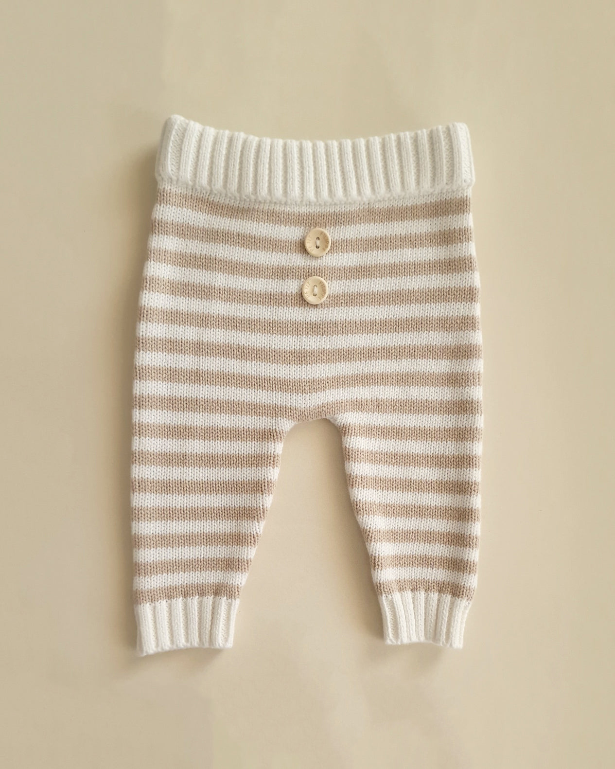 Knitted Pants - Cotton - Oatmeal & Ivory Striped - Petit Filippe