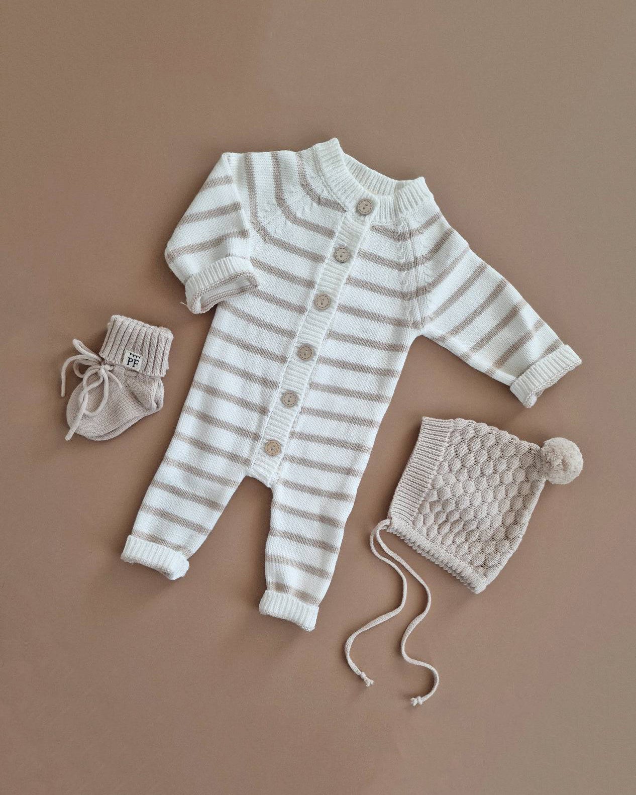 Knitted Playsuit - Cotton - Striped - Petit Filippe