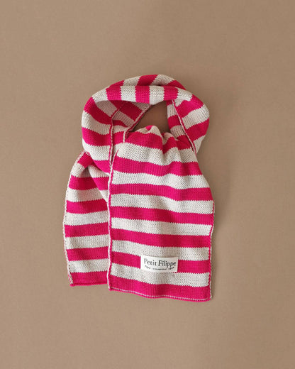 Knitted Scarf - Cotton - Very Berry & Oatmeal - Petit Filippe