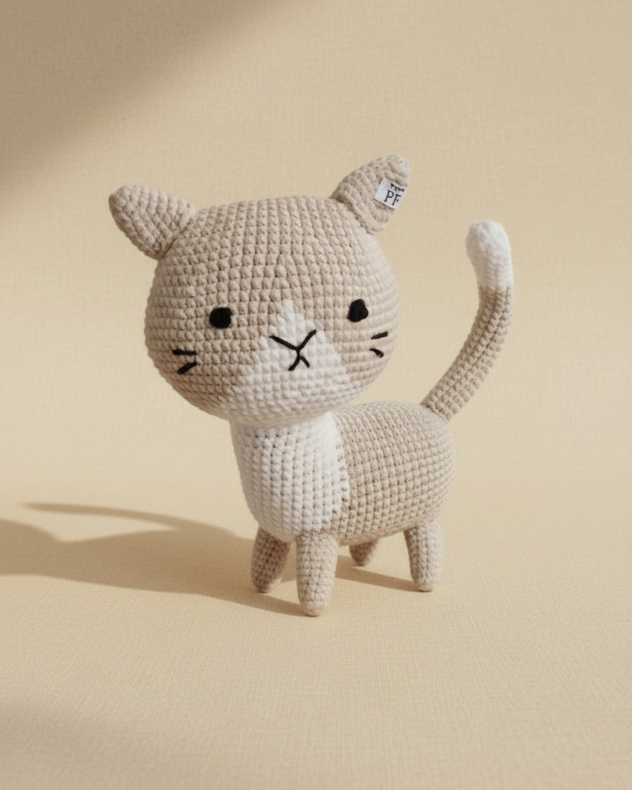 Crochet Cat - Cotton - Oatmeal - Petit Filippe
