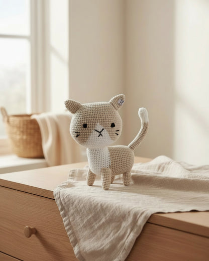 Crochet Cat - Cotton - Oatmeal - Petit Filippe