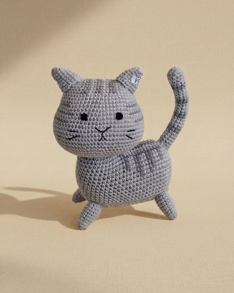 Crochet Cat - Cotton - Grey - Petit Filippe