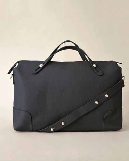 The Classic Leather Diaper Bag - Black - Gold Hardware - Petit Filippe