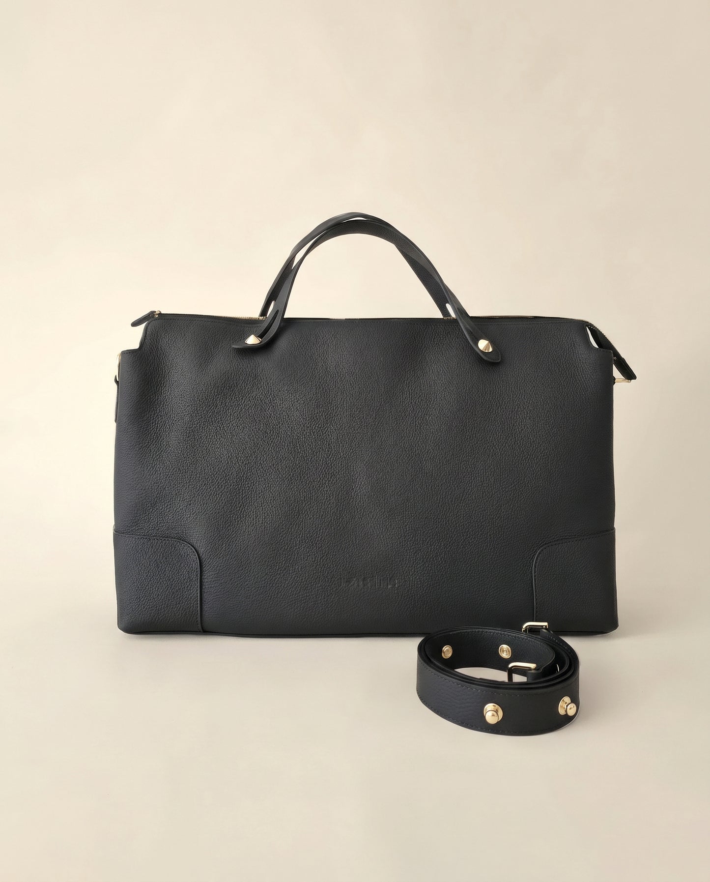 The Classic Leather Diaper Bag - Black - Gold Hardware - Petit Filippe