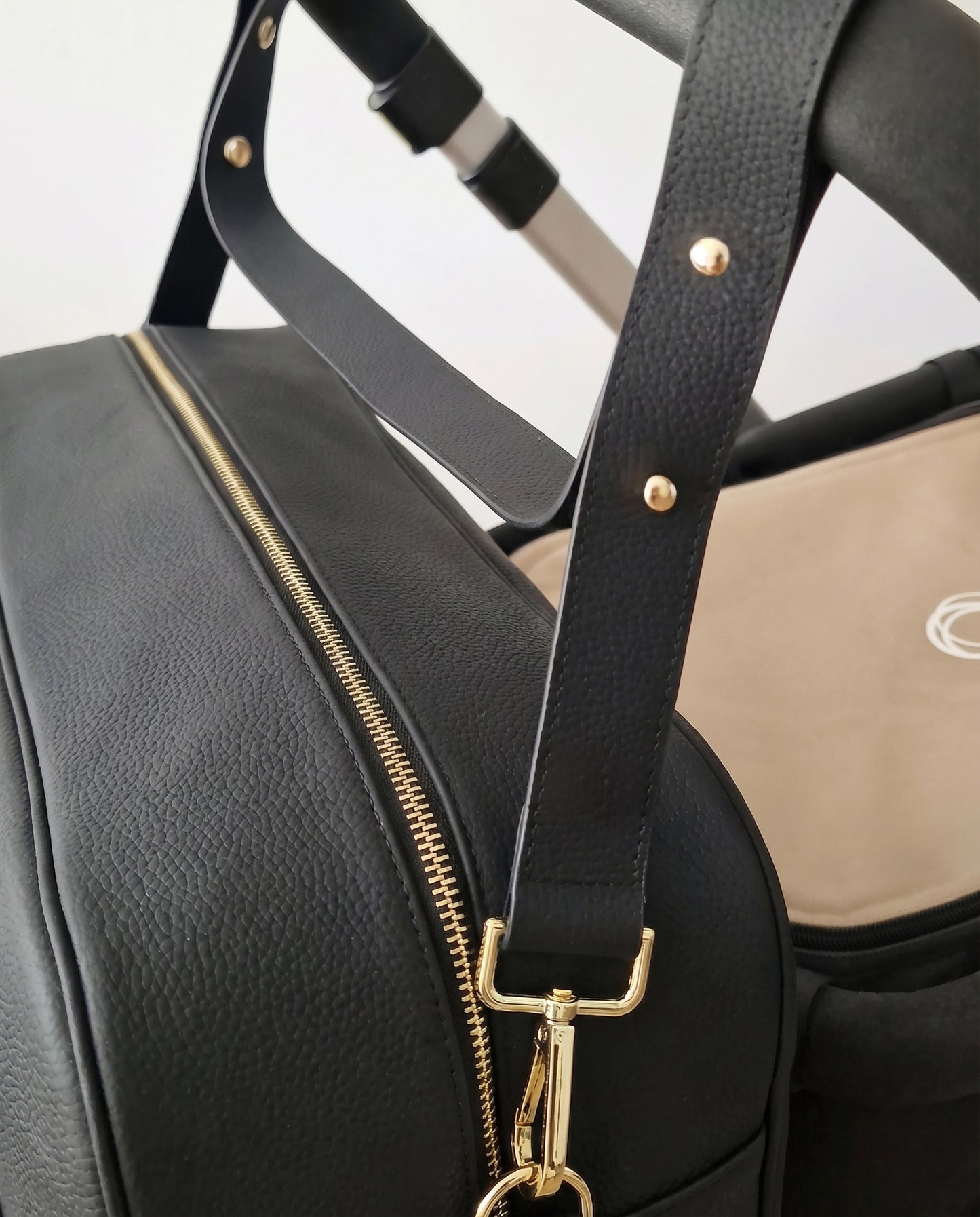 The Contemporary Leather Diaper Bag - Black - Gold Hardware - Petit Filippe