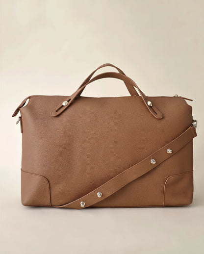 The Classic Leather Diaper Bag - Tan - Gold Hardware - Petit Filippe