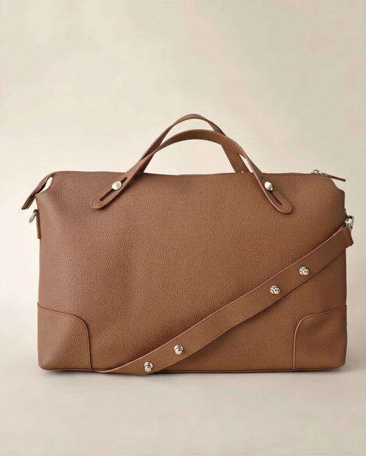 The Classic Leather Diaper Bag - Tan - Gold Hardware - Petit Filippe