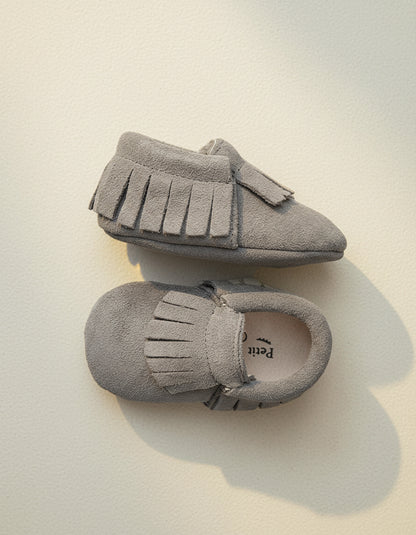 Baby - Suede Moccasins - Grey - Petit Filippe