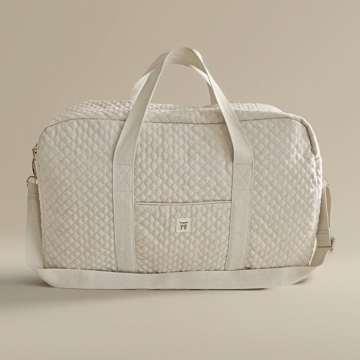 Quilted Diaper Bag - Natural Linen/Cotton Blend - Petit Filippe