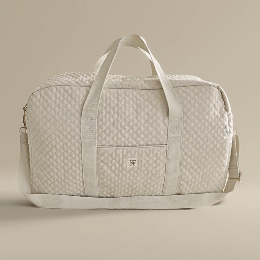 Quilted Diaper Bag - Natural Linen/Cotton Blend - Petit Filippe