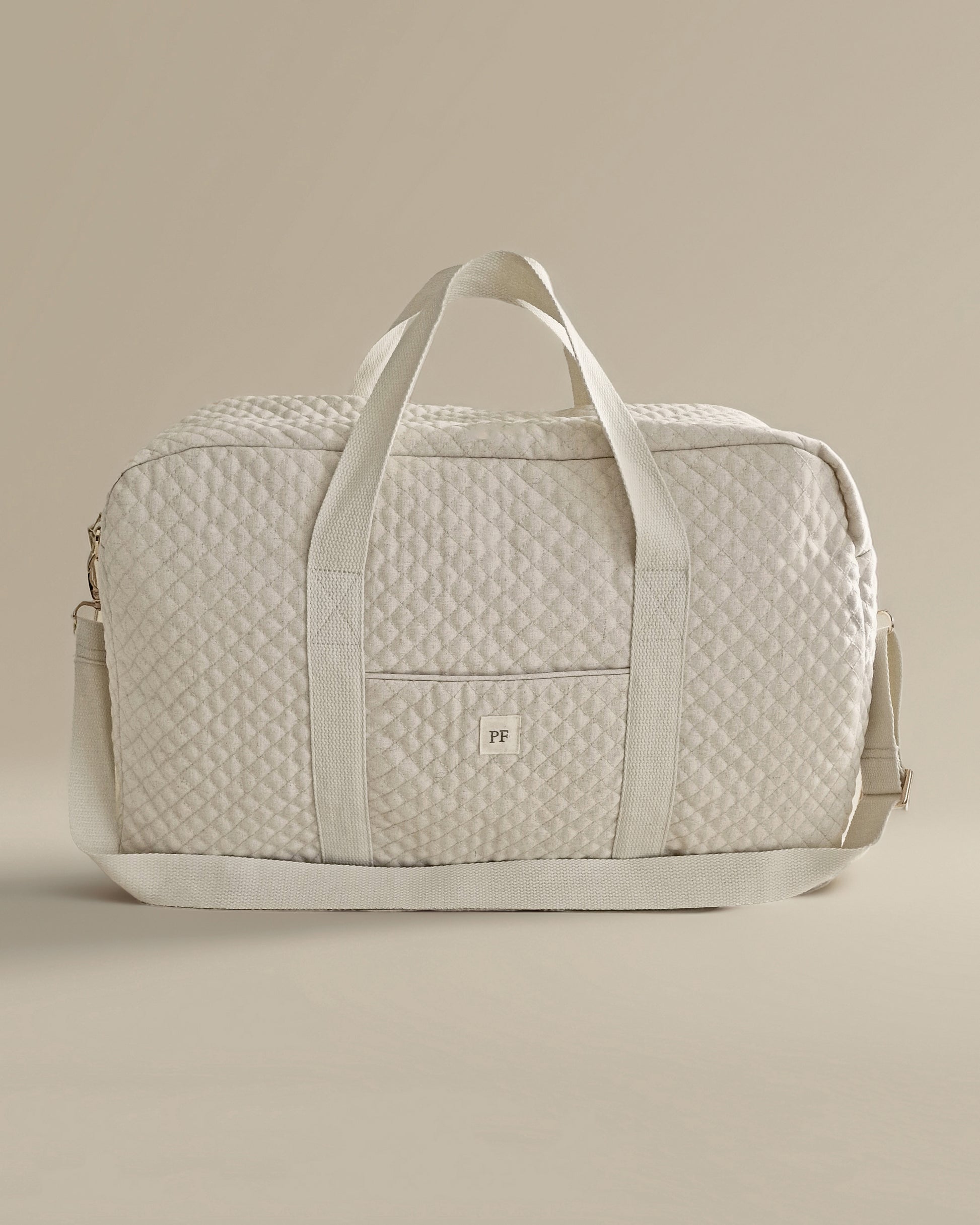 Quilted Diaper Bag - Natural Linen/Cotton Blend - Petit Filippe