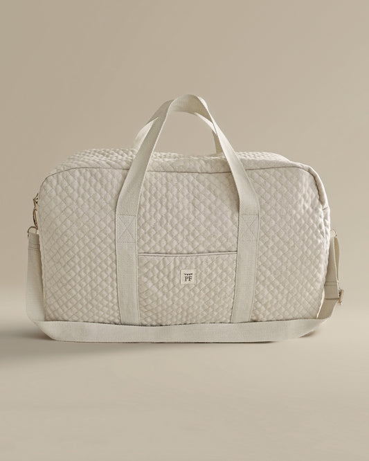Quilted Diaper Bag - Natural Linen/Cotton Blend - Petit Filippe