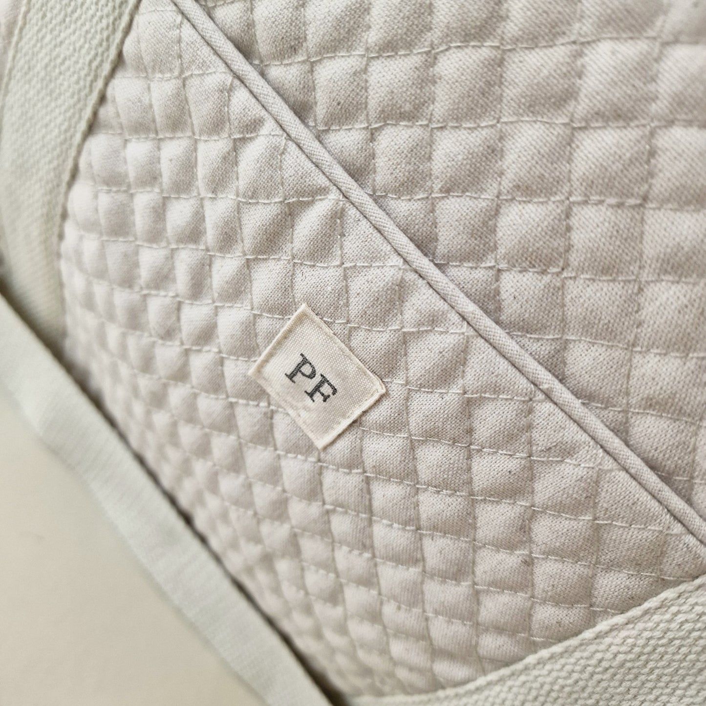 Quilted Diaper Bag - Natural Linen/Cotton Blend - Petit Filippe