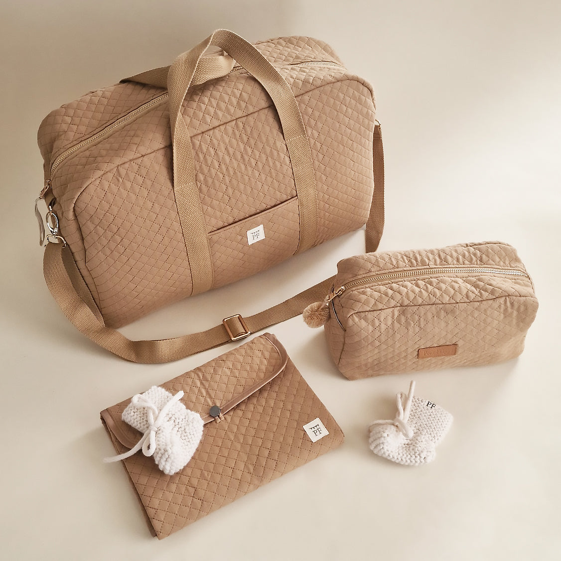 Quilted Toiletry Bag - Beige - Petit Filippe