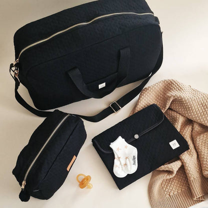 Quilted Diaper Bag - Black - Petit Filippe